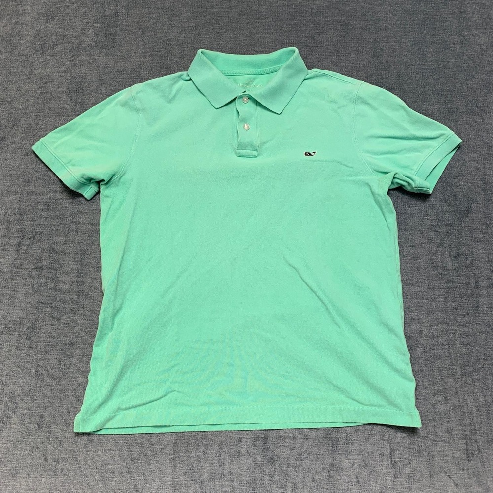 Vineyard Vines Polo Shirt Mens Medium Mint Green Slim Fit Logo Golf Tennis